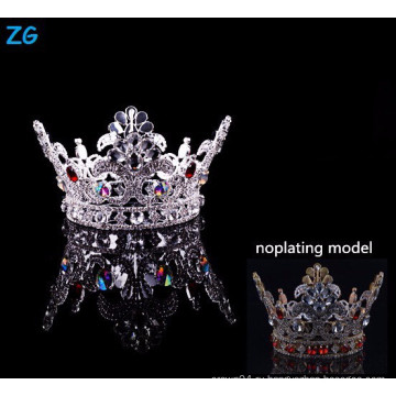 Новый дизайн полный круглый конкурс короны с красным кристалл мальчиков корону
